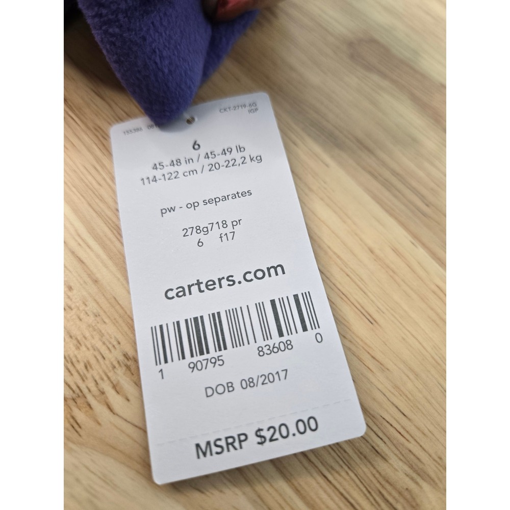 Carters Kids Purple Fleece Jogger Pants Size 6 NWT 278g718 - Picture 4 of 6